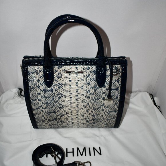 BRAHMIN Anchor Cirrus Contrast Trim Caroline Satchel in Anchor #S512437 00951 NW - Picture 5 of 10